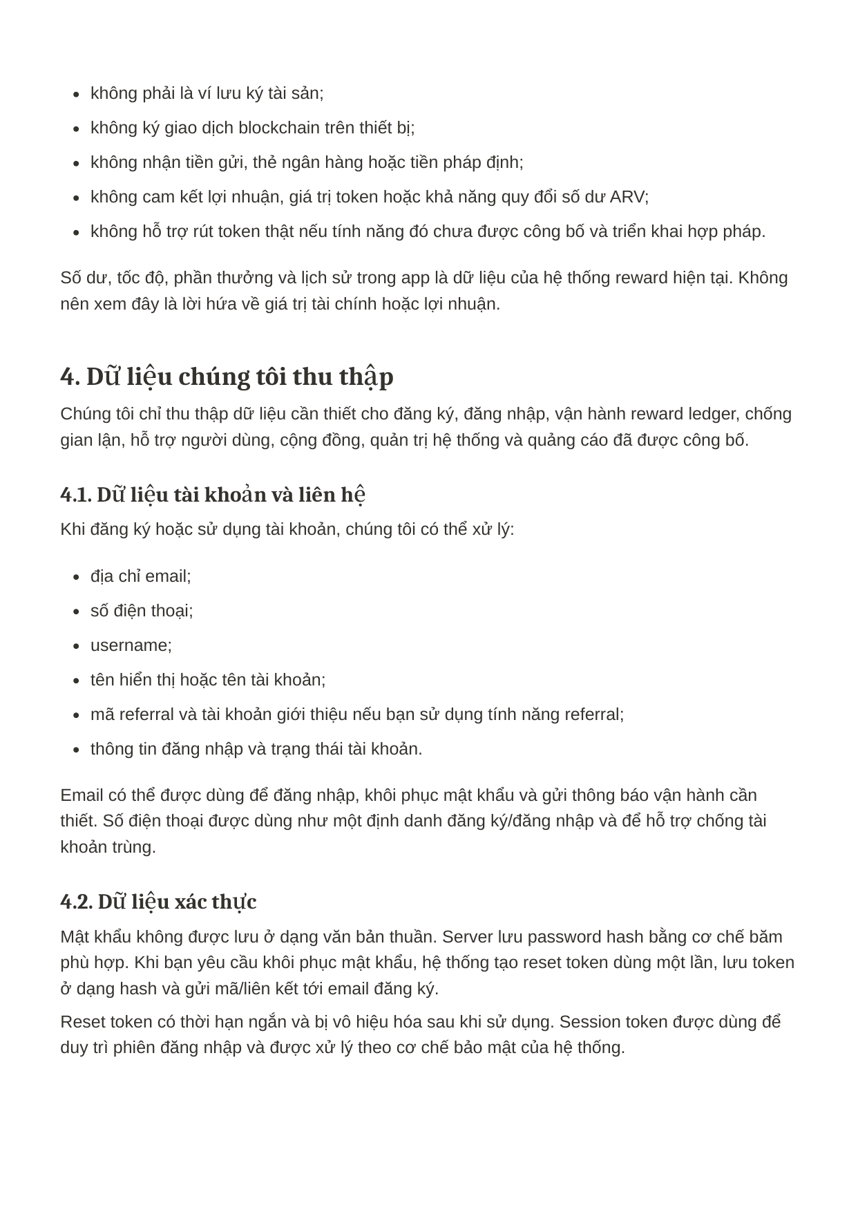 ARVcoin Privacy Policy page 2 of 9